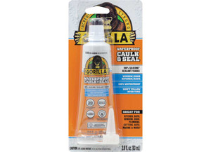 Gorilla Glue - Gorilla Waterproof Caulk & Seal Silicone Sealant 2.8 Oz Tube White - 108329