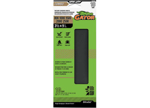 Gator Finishing - Clampon Waterproof Sanding Sheets Assorted Grit 32/3 In X 9 In 10 Pk - 5070043