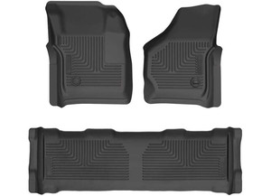 Husky Liner - 9907 F250 Super Duty Crew Cab Front & 2nd Row Weatherbeater Floor Liner Black - 93631