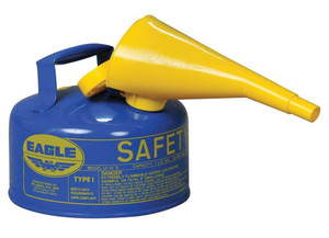 Justrite Safety - Type I Steel Safety Can For Kerosene 1 Gal W/funnel Flame Arrester Blue - UI10FSB