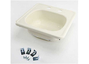 Lippert - 15in X 15in Square Sink; 2 Faucet Holes  Parchment - 209356