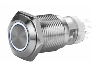 Metra - 16 Mm Stainless Momentary Switch With Harness 5a Ip67white - MIBRSSW16