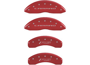 MGP Caliper Covers - Set Of 4 Caliper Covers Front: Gen 5/camaro Rear: Gen 5/rs Red Silver Characters - 14033SCR5RD