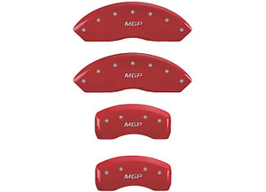 MGP Caliper Covers - Set Of 4 Caliper Covers Front And Rear: Mgp Red Silver Characters - 16077SMGPRD
