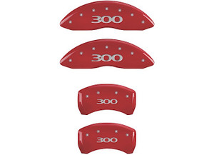 MGP Caliper Covers - Set Of 4 Caliper Covers Front And Rear: 300 Red Silver Characters - 32020S300RD