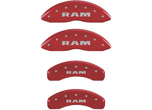 MGP Caliper Covers - Set Of 4 Caliper Covers Front And Rear: Ram Red Silver Characters - 55001SRAMRD