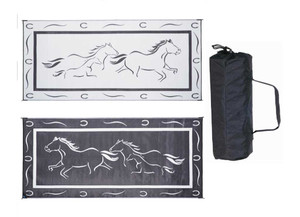 MG Innovative - Galloping Horses Mat Black/white 8' X 18' With Carrying Bag - GH8181