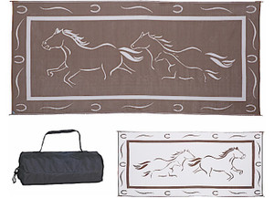 MG Innovative - Galloping Horses Mat Brown/white 8' X 18' With Carrying Bag - GH8187
