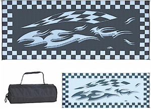 MG Innovative - Checkered Mat 8' X 20' Black/flag With Carry Bag. - HC1