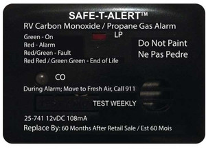 MTI - Combination Carbon Monoxide/propane Alarm  Mini Black Surface Mount 12vdc Hard Wire - 25-741-BL