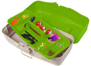 Plano - 500010 Lets Fish Tackle Box 70 Pc Kit Green White - 500010