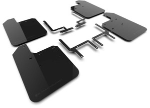 Rally Armor - 18c Wrangler Rubicon Front And Rear Black Mud Flap/metallic Black Logo - MF124-UR-BLK-MBK