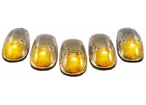 Recon - 9902 Ram Cab Roof Lights Smoke Lens Black Base Amber Led Bulbs W/out Wiring (5pc) - 264145BK