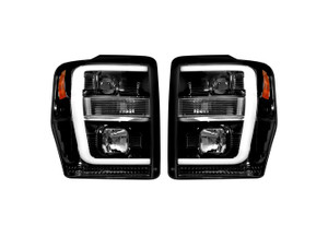 Recon - 0810 F250/f350/f450/f550 Projector Headlights W/high Power Oled Halos/drlsmoked/black Driv/pass - 264196BKC