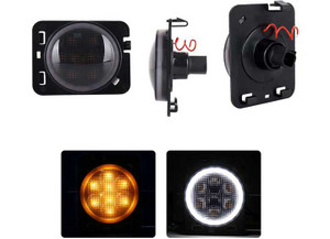 Race Sport Lighting - 0617 Wrangler Jk Side Fender Amber Led Light Kit W/white Halo - JJKSFH