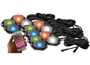 Race Sport Lighting - 12pod Rgbw Hipower Rock Light Complete Kit W/bluetooth App Controls In Retail - RS12PRGBW
