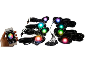 Race Sport Lighting - Colorsmart 8led Glow Pod Black Kitsmartphone Controlled W/brain Box Ip68 12v W - RSLD8KITCS