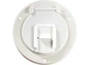 RV Designer - Basic Cable Hatch Round Polar White  4.3in X 2.3in (replaceable Lid) - B120