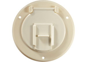 RV Designer - Basic Cable Hatch Round Col White  4.3in X 2.3in (replaceable Lid) - B122