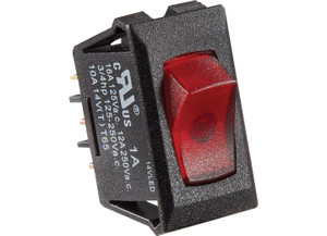 RV Designer - Black W/red Rocker Switch 10 A Illuminated On/off  Spst  Cutout .550in X 1. - S247