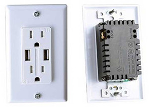 RV Designer - Ac Dual Outlet W/ Cover & 2 Usb Charge Ports White - S850
