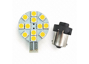 RV Lighting Inc - 6 Pk 2in1 Led Bulbs T10 & Ba15s Connectors W/12 Leds  Cold White - WBU-CW12M6
