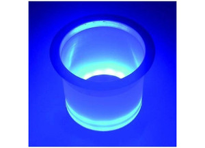 TH - Led Plastic Lighted Cup Holder W/ Stainless Steel Rim  Blue  Pkgd. - LED-LCH-BU-DP
