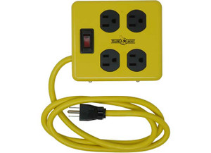 Southwire - Yellow Jacket 2177n Metal Power Block W/4 Outlets And Lighted Switch 4ft Cord - 2177N