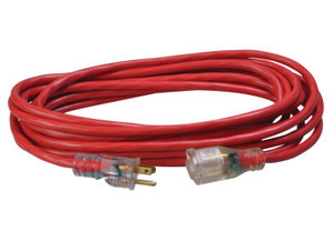 Southwire - 25ft Sjtw 14/3 Outdoor Extension Cord W/ Lighted End (red) - 2487SW8804