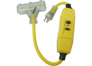 Southwire - 12ga Shockshield Gfci Protected Inline Cordset W/3outlets 2ft 15amp Yellow - 26020008-6