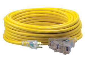 Southwire - 50ft Sjtw 12/3 Threeway Power Block W/ Lighted End (yellow) - 4188SW8802