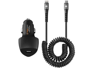 Tough Tested Brand - Pro Apple Charging Kit Single Port 20w Pd Car Charger & 6ft Coiled Lightning To C Cable - TT-PCK1-IP5
