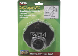Valterra - Waste Valve Cap 3in 3/4in Ght With Cap Black Carded - T1020-1VP