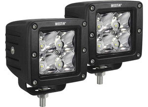 Westin Automotive - Hyperq Compact Led (4) 5w Cree 3 Inch X 3 Inch (set Of 2) Includes Wiring Harness With 2 Connectors - 09-12200A-PR