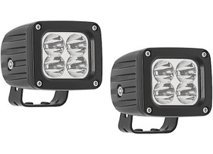 Westin Automotive - Quadrant Led Auxiliary Light 3in X 2.5in Flood W/5w Cree (set Of 2) Black  Harness & Brackets Incl - 09-12252B-PR