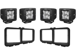 Westin Automotive - Square Led Light Kit For Outlaw Front Bumpers Incl 4 Hyperq Led Lights & 2 Brackets Text Blk - 58-9915