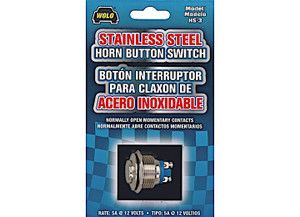 Wolo - Horn Switch & Wire Hookup Kit Horn Switch Ss Finish W/10ft Of Wire 18 Awg Wire & Terminals - HS-3