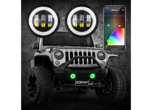XK Glow - 4in Jl Black Rgb Led Jeep Wrangler Fog Light Xkchrome Bluetooth App Controlled Kit - XK042010-B-JL