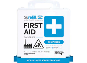 Aero Healthcare - Surefill 50 Ansi 2021 A+ First Aid Kit  Weatherproof Plastic Case  White - SF50AW