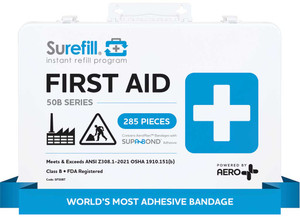 Aero Healthcare - Surefill 50 Ansi 2021 B First Aid Kit  Metal Case White - SF50BT