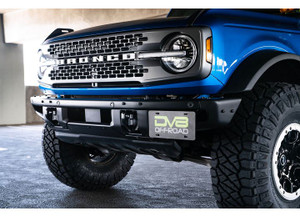 DV8 Offroad - 21c Bronco Factory Front Bumper Steel License Relocation Bracket Driver Side Mount No Drill Install - LPBR-02