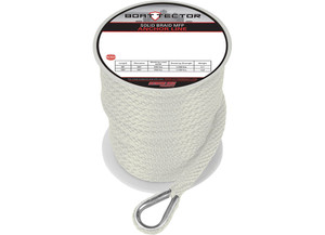 Extreme Max - Boattector Solid Braid Mfp Anchor Line With Thimble 3/8in X 100ft White - 3006.2054