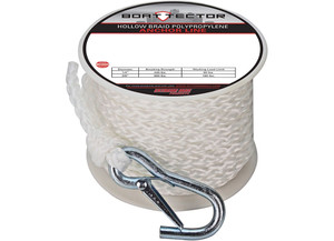 Extreme Max - Boattector Hollow Braid Mfp Anchor Line With Snap Hook 3/8in X 50ft White - 3006.2069