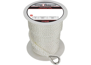 Extreme Max - Boattector Twisted Nylon Anchor Line With Thimble 3/8in X 150ft White - 3006.2294