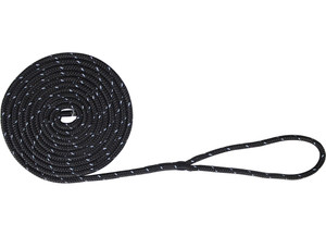Extreme Max - Boattector Double Braid Nylon Dock Line 1/2in X 25ft Black With Reflective Tracer - 3006.2487