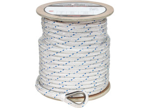 Extreme Max - Boattector Double Braid Nylon Anchor Line With Thimble 3/4in X 300ft White With Blue Tracer - 3006.2544