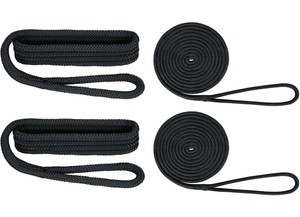 Extreme Max - Boattector Premium Double Braid Nylon Dockside Rope Value Pack 1/2in Black - 3006.2693