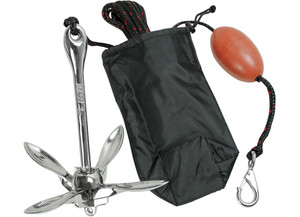 Extreme Max - Boattector Complete Ss Grapnel Anchor Kit For Small Boats Kayaks Pwc Jet Ski Sup Etc. 3.5 Lbs - 3006.6702