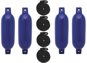 Extreme Max - Boattector Inflatable Fender 6.5in X 22in Cobalt Blue(value Pack Of 4) - 3006.7504