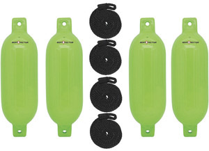 Extreme Max - Boattector Inflatable Fender 4.5in X 16in Neon Green(value Pack Of 4) - 3006.7632